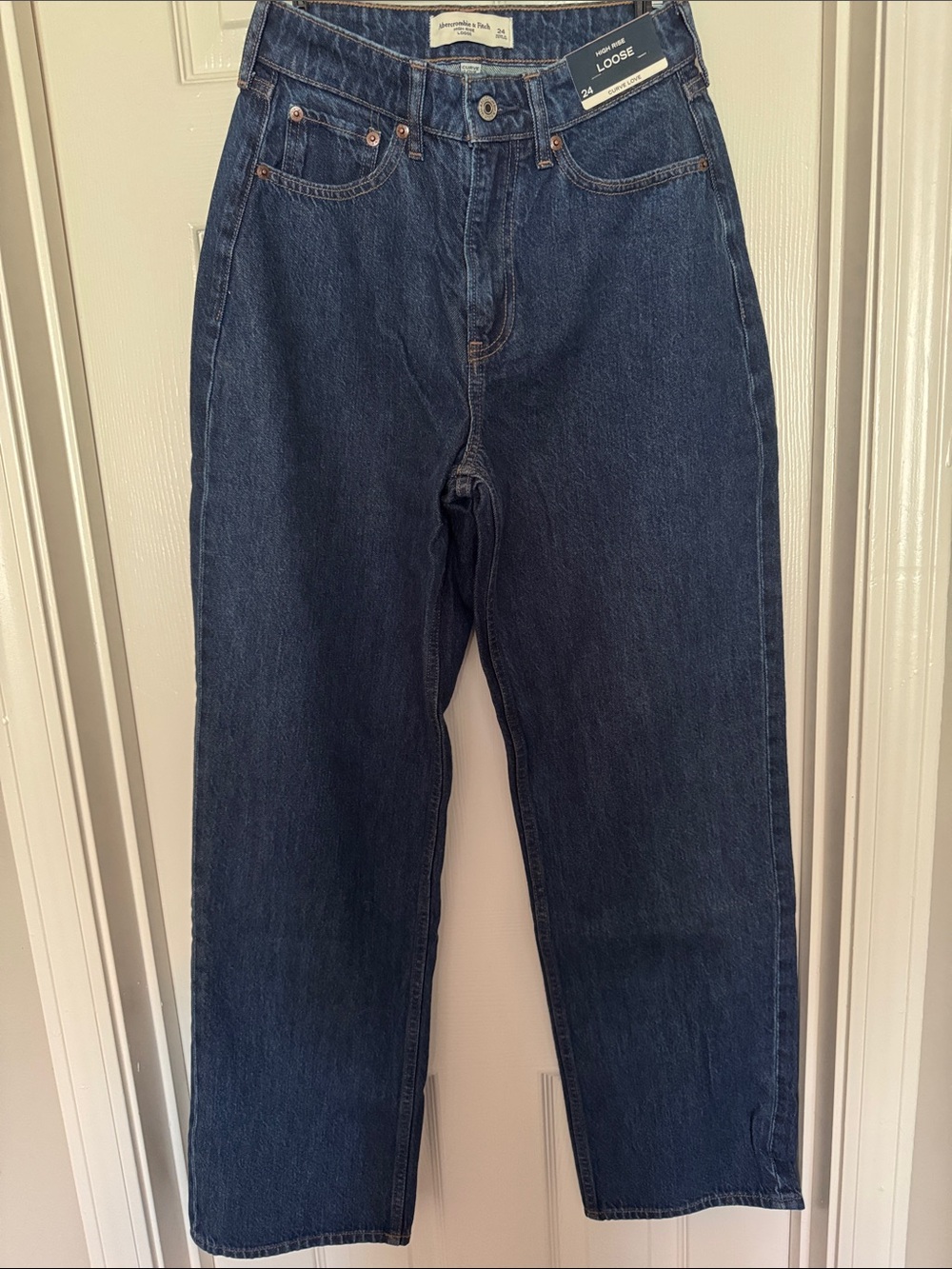 Abercrombie & Fitch Women’s High Rise, Wide Leg, Curve Love, Dark Indigo Jeans